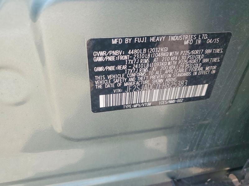 2015 Subaru Forester მანქანა იყიდება აუქციონზე, vin: JF2SJADC7FH825383, აუქციონის ნომერი: 57338166