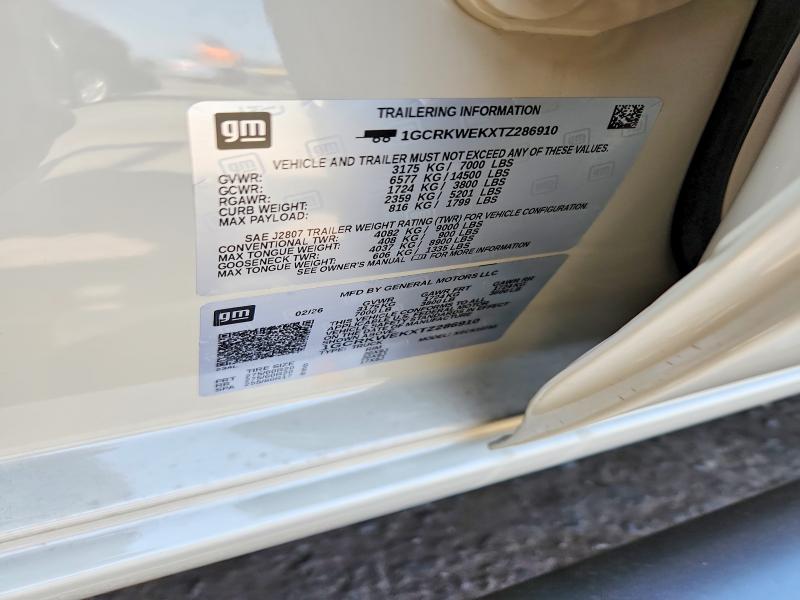 Продажа на аукционе авто 2026 Chevrolet Silverado, vin: 1GCRKWEKXTZ286910, номер лота: 59110536