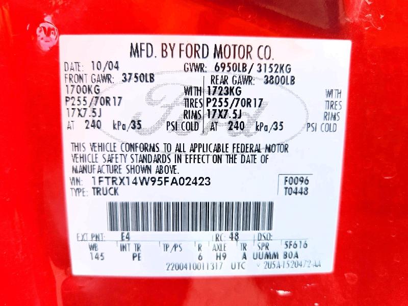 56872936 :رقم المزاد ، 1FTRX14W95FA02423 vin ، 2005 Ford F150 مزاد بيع