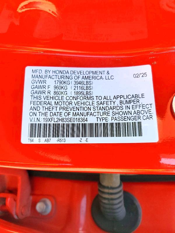Продаж на аукціоні авто 2025 Honda Civic, vin: 19XFL2H83SE018364, номер лоту: 55917726
