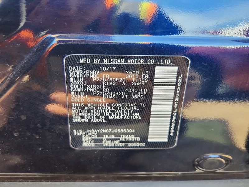 53757846 :رقم المزاد ، JN8AY2NC7J9555394 vin ، 2018 Nissan Armada مزاد بيع