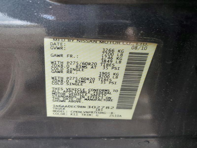 Aukcja sprzedaży 2011 Nissan Titan, vin: 1N6AA0EC9BN302782, numer aukcji: 58365966