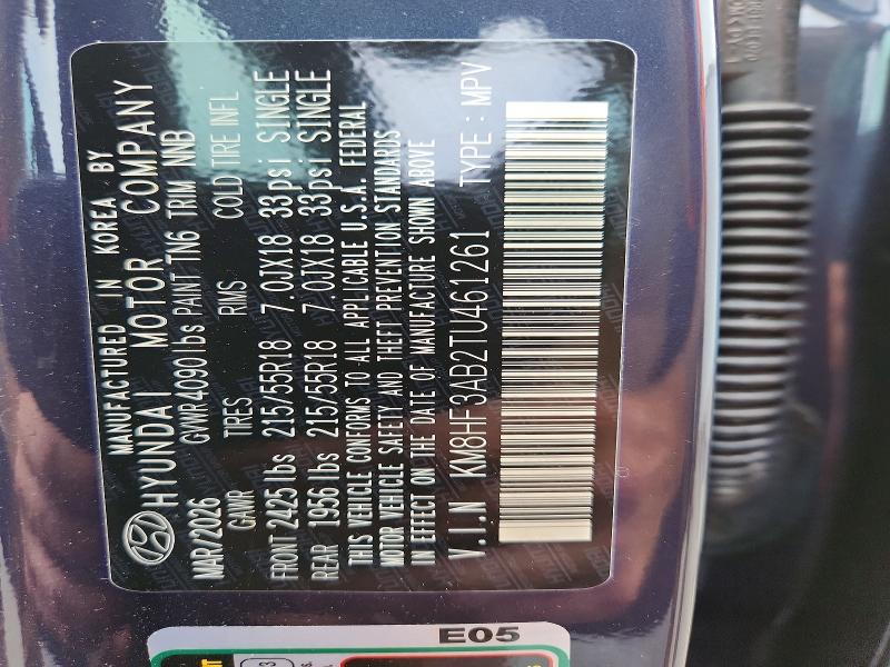 Продажа на аукционе авто 2026 Hyundai Kona, vin: KM8HF3AB2TU461261, номер лота: 56167116