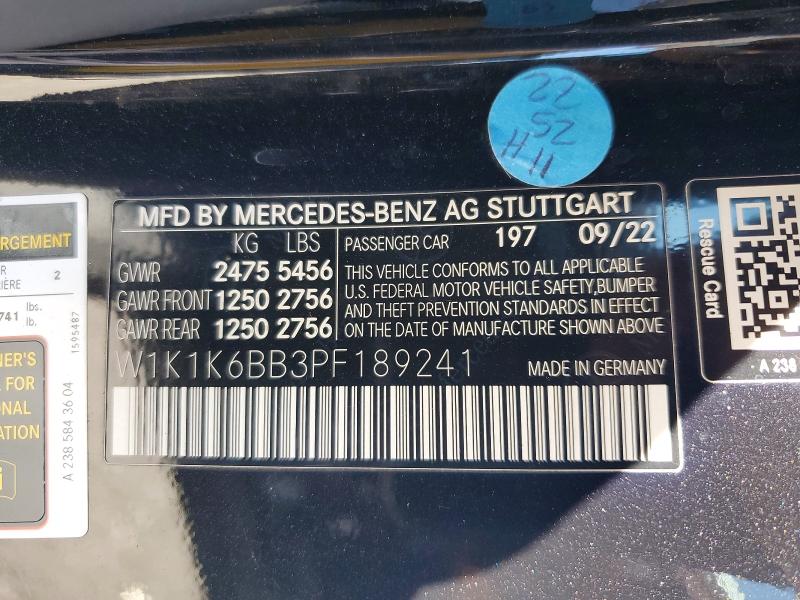 Продажа на аукционе авто 2023 Mercedes-benz E, vin: W1K1K6BB3PF189241, номер лота: 55977076