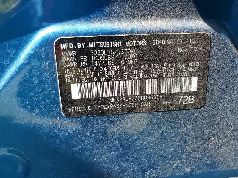 Aukcja sprzedaży 2024 Mitsubishi Mirage, vin: ML32AUHJ0RH036315, numer aukcji: 56093126