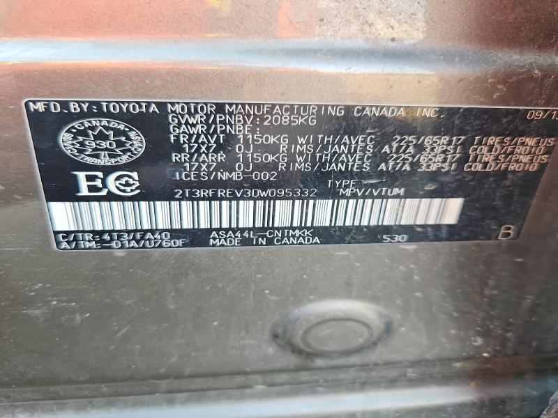Продажа на аукционе авто 2013 Toyota Rav4, vin: 2T3RFREV3DW095332, номер лота: 58923416