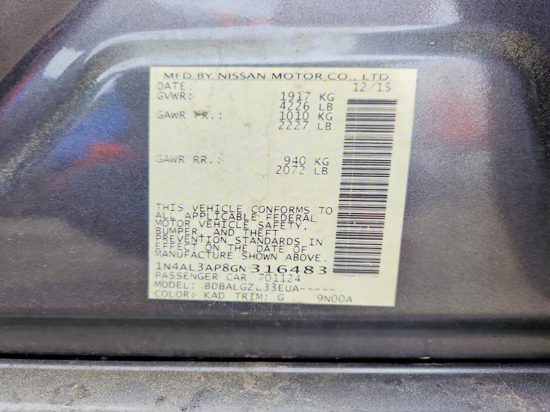 Aukcja sprzedaży 2016 Nissan Altima, vin: 1N4AL3AP8GN316483, numer aukcji: 56852866
