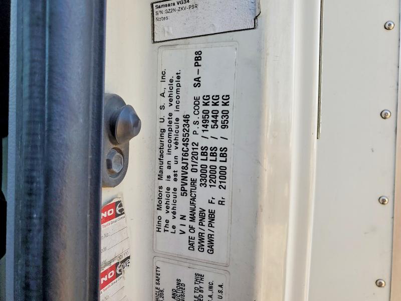 2012 Hino Hino 338 მანქანა იყიდება აუქციონზე, vin: 5PVNV8JT6C4S52346, აუქციონის ნომერი: 55353196