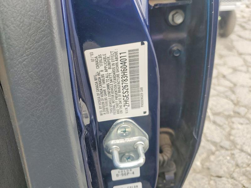 Aukcja sprzedaży 2003 Honda Civic, vin: 2HGES26783H604011, numer aukcji: 57600396