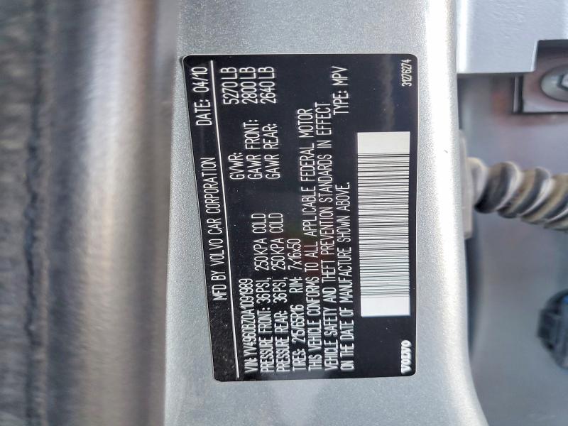 2010 Volvo Xc70 მანქანა იყიდება აუქციონზე, vin: YV4960BZ0A1091989, აუქციონის ნომერი: 55457216