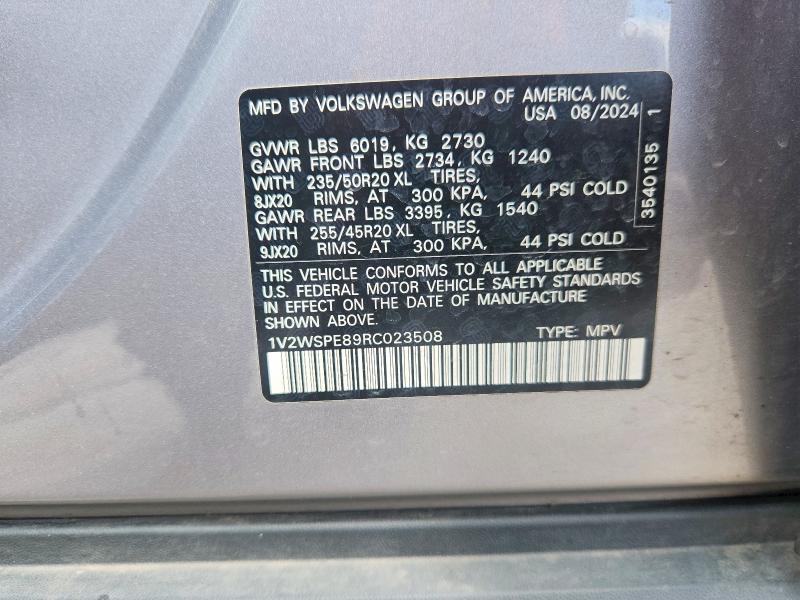 59371146 :رقم المزاد ، 1V2WSPE89RC023508 vin ، 2024 Volkswagen Id.4 مزاد بيع