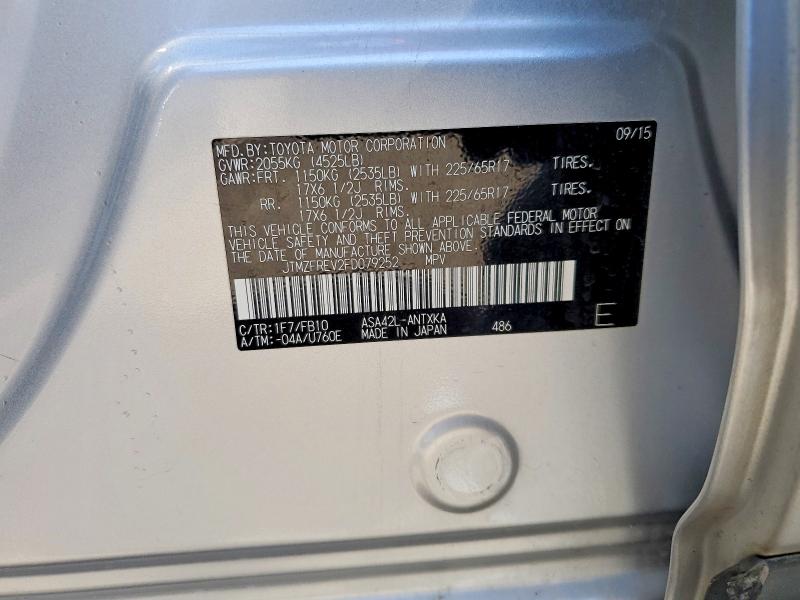 Продажа на аукционе авто 2015 Toyota Rav4, vin: JTMZFREV2FD079252, номер лота: 57968996