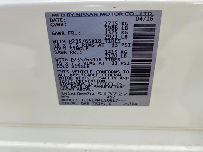 Aukcja sprzedaży 2016 Infiniti Qx60, vin: 5N1AL0MM7GC513727, numer aukcji: 57969126