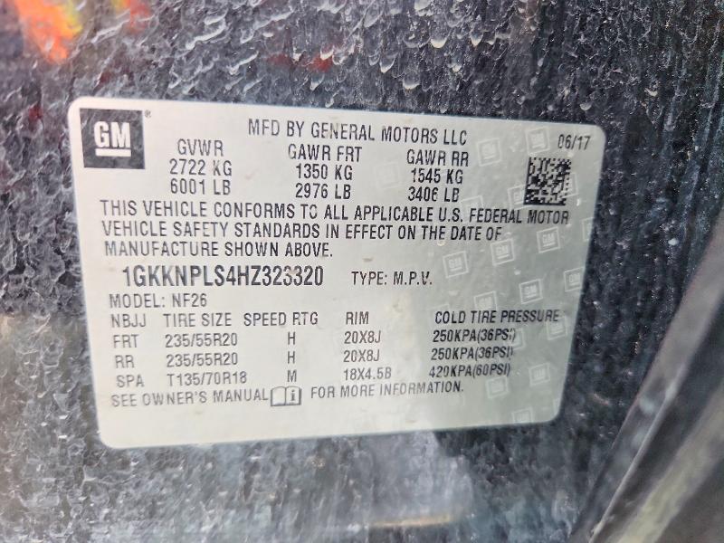 Aukcja sprzedaży 2017 Gmc Acadia, vin: 1GKKNPLS4HZ323320, numer aukcji: 58576436