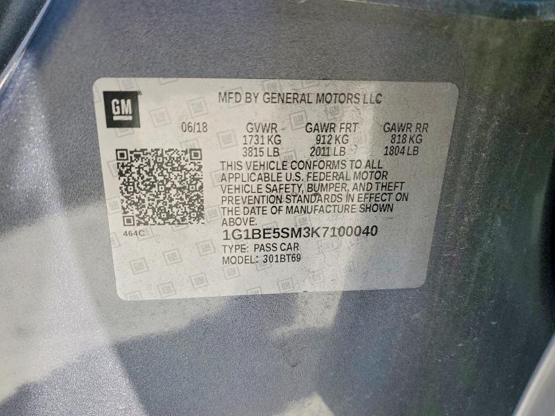 Aukcja sprzedaży 2019 Chevrolet Cruze, vin: 1G1BE5SM3K7100040, numer aukcji: 58266706