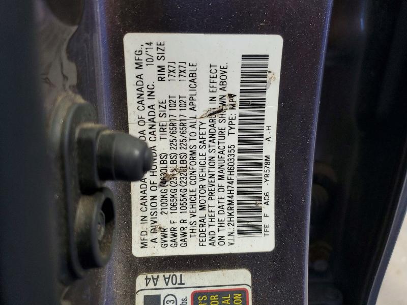 Aukcja sprzedaży 2015 Honda Cr-v, vin: 2HKRM4H74FH603355, numer aukcji: 57089866
