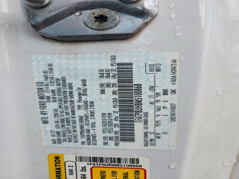 Aukcja sprzedaży 2021 Ford Mustang, vin: 1FATP8UH8M5100868, numer aukcji: 57824216