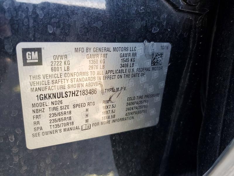 Auction sale of the 2017 Gmc Acadia, vin: 1GKKNULS7HZ183486, lot number: 57234366