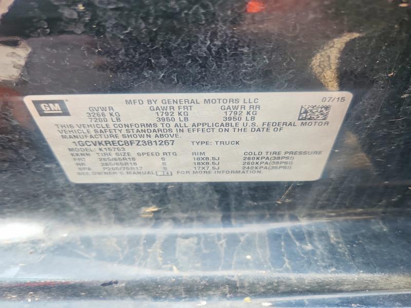 2015 Chevrolet Silverado მანქანა იყიდება აუქციონზე, vin: 1GCVKREC8FZ381267, აუქციონის ნომერი: 56054376