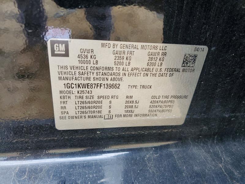 2015 Chevrolet Silverado მანქანა იყიდება აუქციონზე, vin: 1GC1KWE87FF139662, აუქციონის ნომერი: 55972516