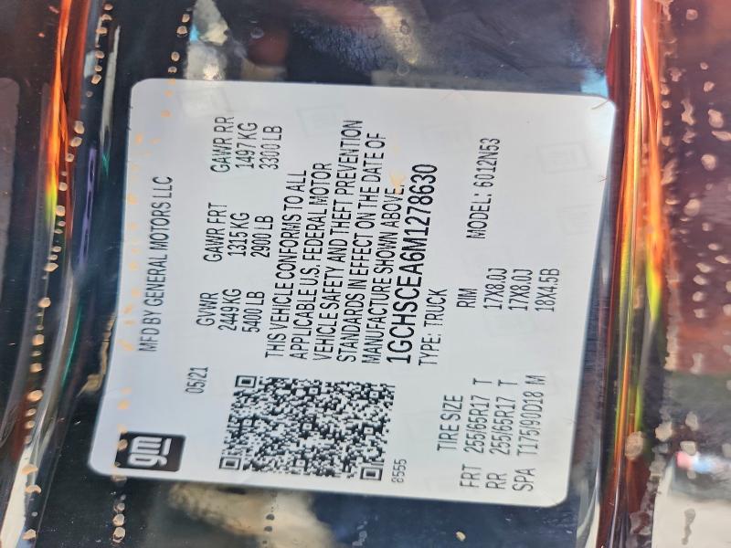 56079386 :رقم المزاد ، 1GCHSCEA6M1278630 vin ، 2021 Chevrolet Colorado مزاد بيع