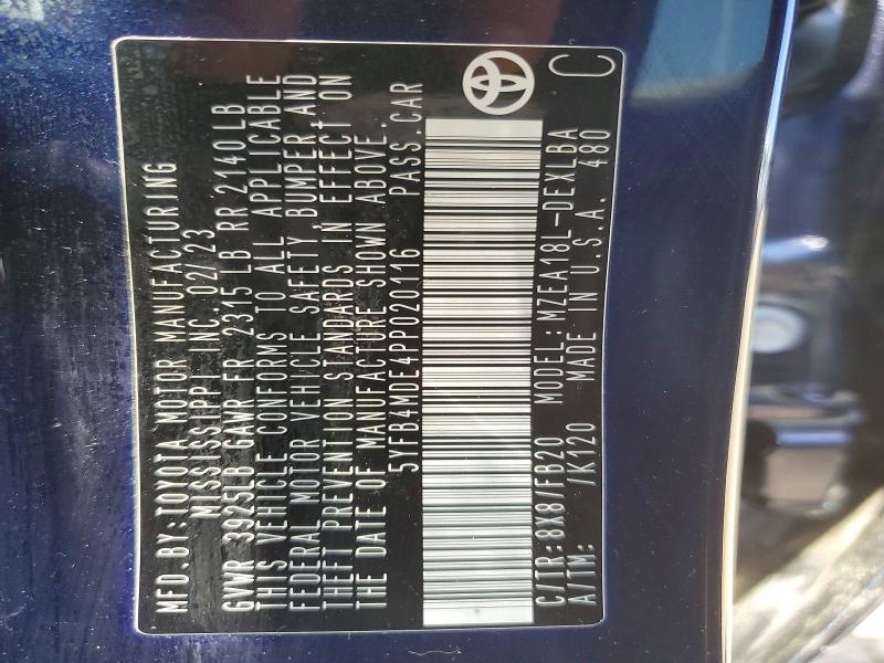 Auction sale of the 2023 Toyota Corolla, vin: 5YFB4MDE4PP020116, lot number: 55721526