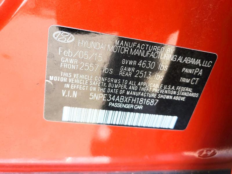 56944476 :رقم المزاد ، 5NPE34ABXFH181687 vin ، 2015 Hyundai Sonata مزاد بيع