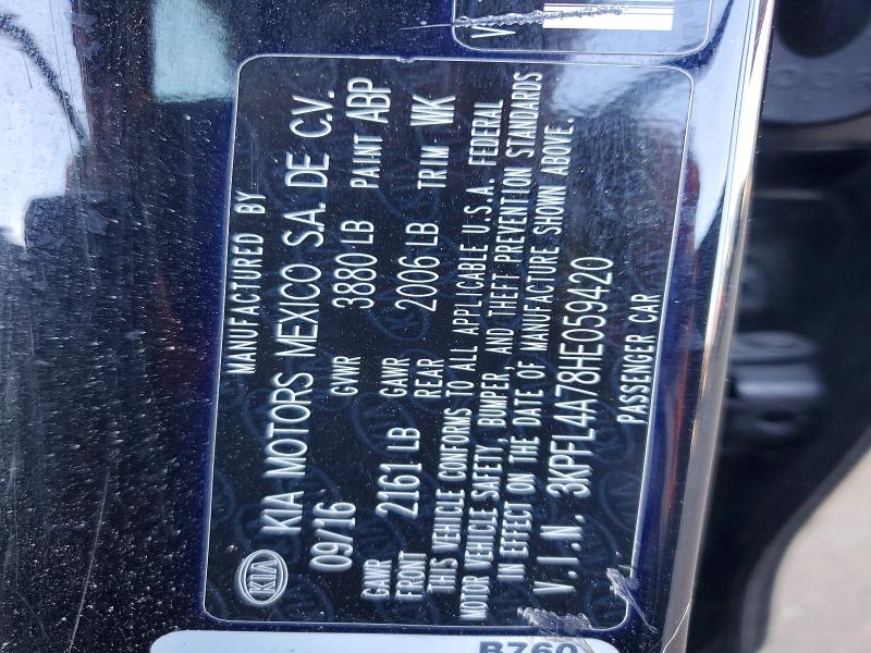 57547266 :رقم المزاد ، 3KPFL4A78HE059420 vin ، 2017 Kia Forte مزاد بيع