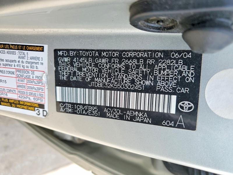 Продажа на аукционе авто 2005 Toyota Camry, vin: JTDBE32K550302451, номер лота: 56136296