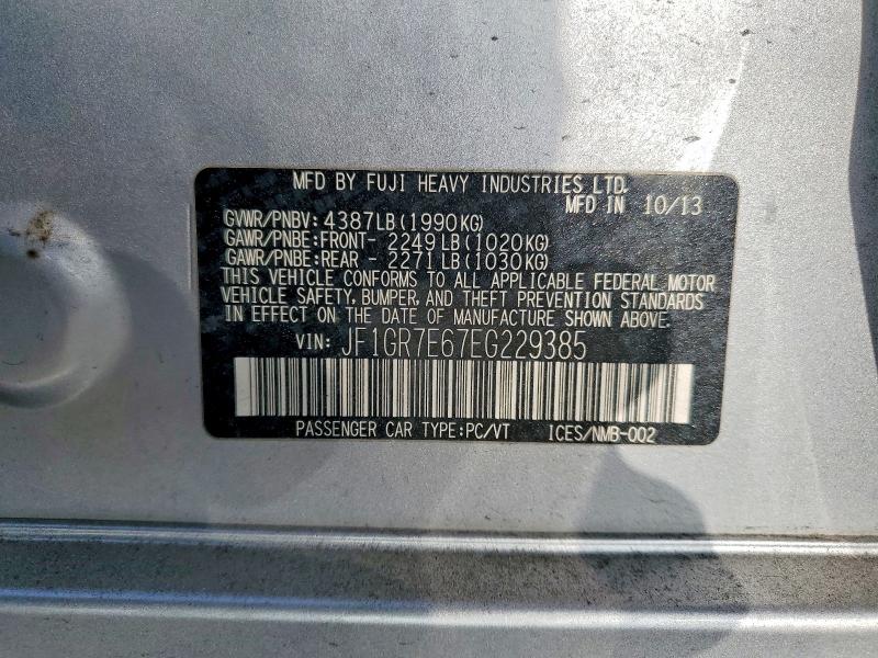 Продажа на аукционе авто 2014 Subaru Impreza, vin: JF1GR7E67EG229385, номер лота: 57043316