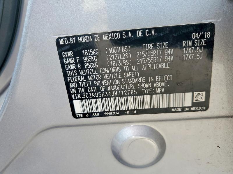 Aukcja sprzedaży 2018 Honda Hr-v, vin: 3CZRU5H34JM712785, numer aukcji: 58613616