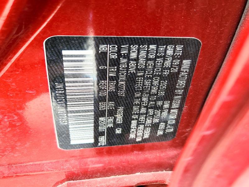 2020 Nissan Rogue Sport მანქანა იყიდება აუქციონზე, vin: JN1BJ1CVXLW277357, აუქციონის ნომერი: 56733376
