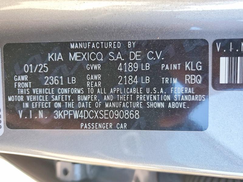 57678656 :رقم المزاد ، 3KPFW4DCXSE090868 vin ، 2025 Kia K4 مزاد بيع