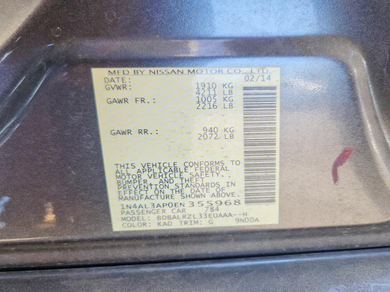 55976816 :رقم المزاد ، 1N4AL3AP0EN355968 vin ، 2014 Nissan Altima مزاد بيع