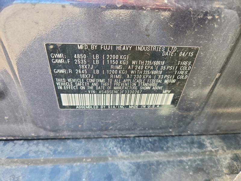 56829516 :رقم المزاد ، 4S4BSENC3F3330267 vin ، 2015 Subaru Outback مزاد بيع