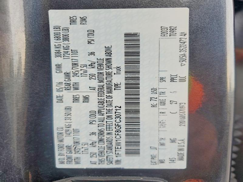 57090396 :رقم المزاد ، 1FTEW1CF8GFC30712 vin ، 2016 Ford F150 مزاد بيع