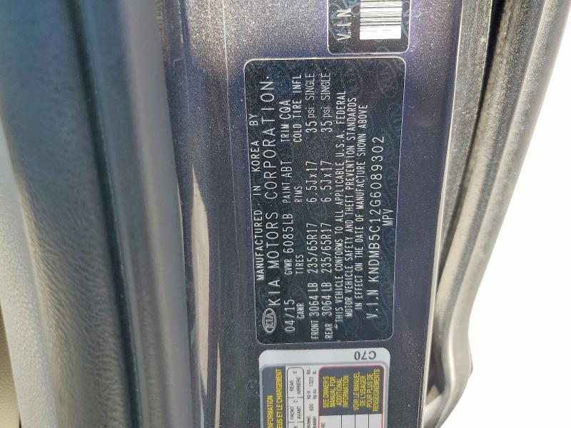 2016 Kia Sedona მანქანა იყიდება აუქციონზე, vin: KNDMB5C12G6089302, აუქციონის ნომერი: 57069896