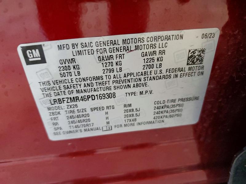 2023 Buick Envision მანქანა იყიდება აუქციონზე, vin: LRBFZMR46PD169308, აუქციონის ნომერი: 56704726