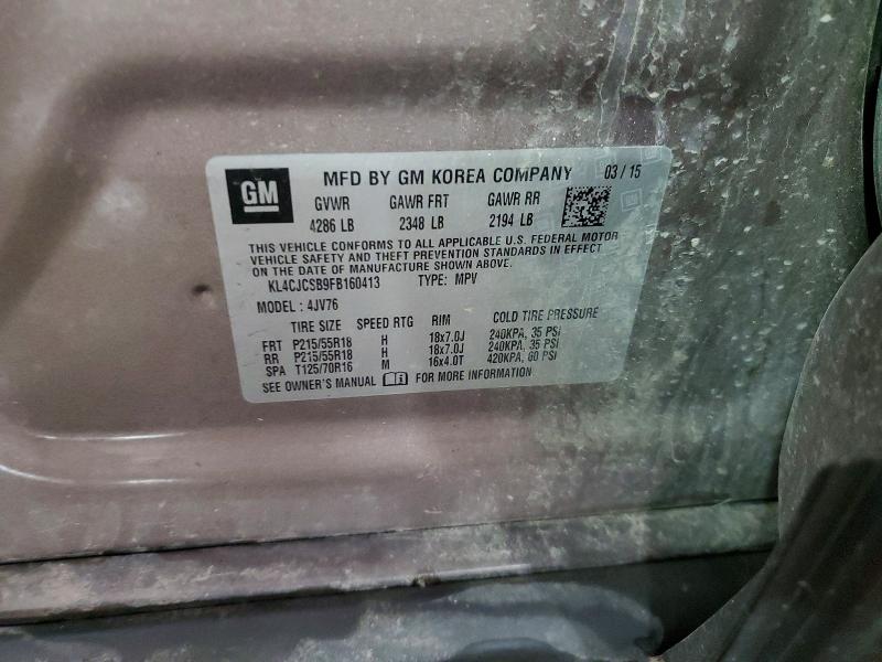 58268376 :رقم المزاد ، KL4CJCSB9FB160413 vin ، 2015 Buick Encore مزاد بيع