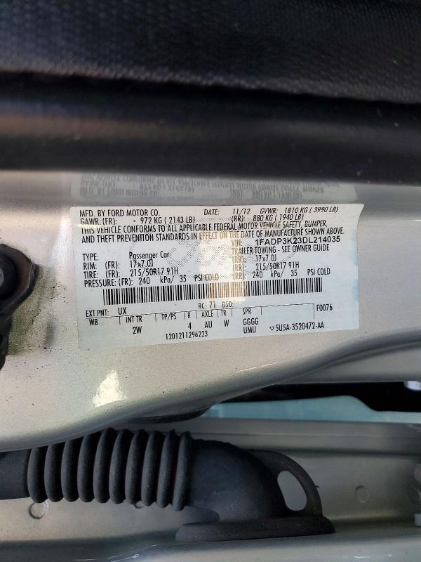 2013 Ford Focus მანქანა იყიდება აუქციონზე, vin: 1FADP3K23DL214035, აუქციონის ნომერი: 57175426