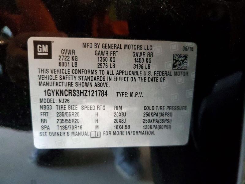 2017 Cadillac Xt5 მანქანა იყიდება აუქციონზე, vin: 1GYKNCRS3HZ121784, აუქციონის ნომერი: 57246426