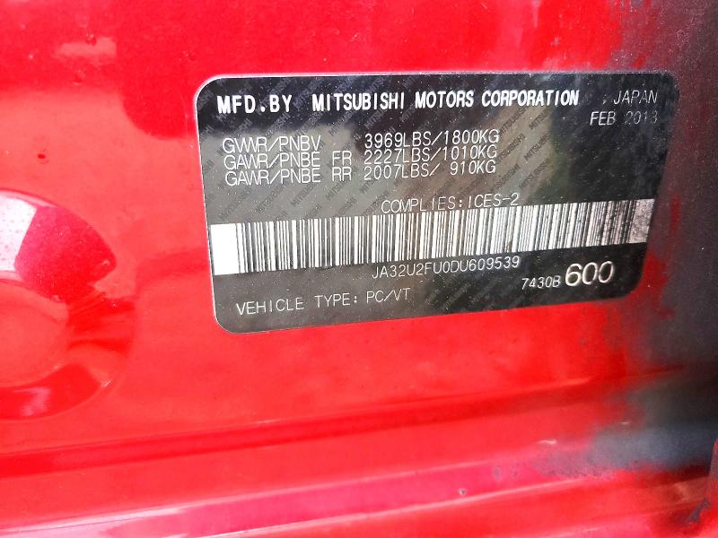 Продажа на аукционе авто 2013 Mitsubishi Lancer, vin: JA32U2FU0DU609539, номер лота: 57138316
