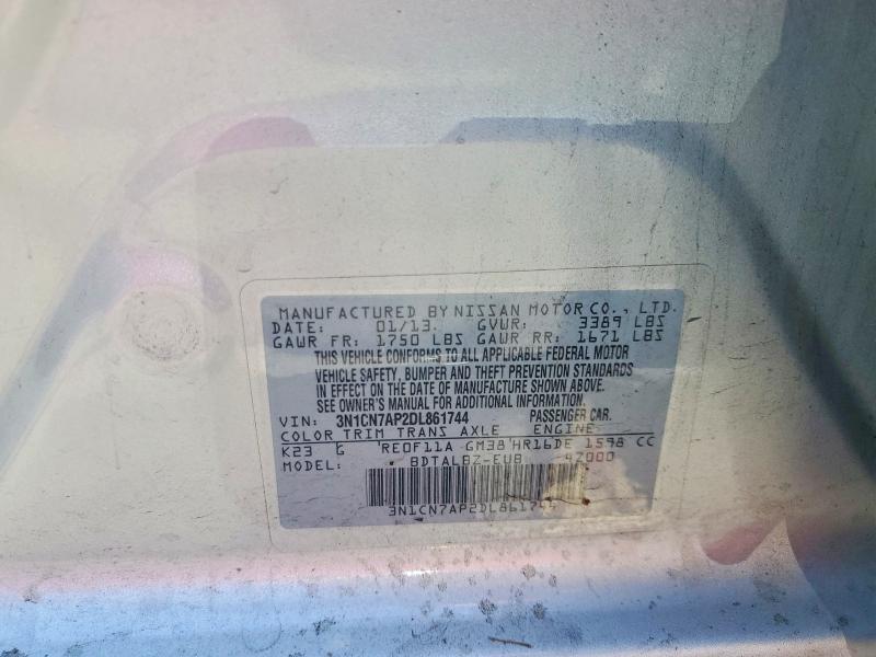 57717696 :رقم المزاد ، 3N1CN7AP2DL861744 vin ، 2013 Nissan Versa مزاد بيع