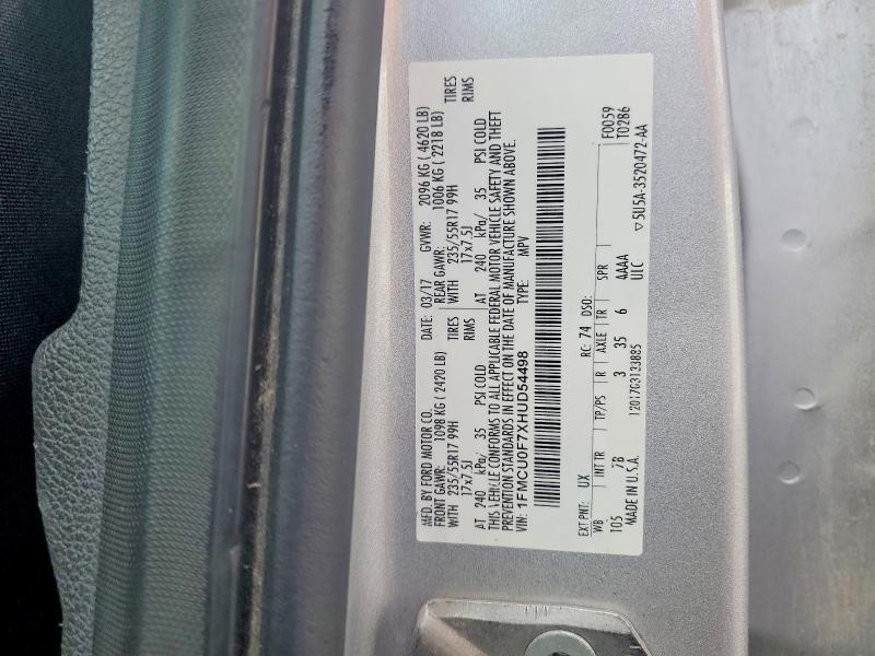 Aukcja sprzedaży 2017 Ford Escape, vin: 1FMCU0F7XHUD54498, numer aukcji: 55894806