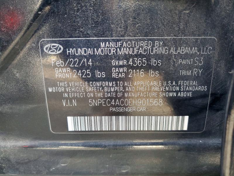 57879446 :رقم المزاد ، 5NPEC4AC0EH901568 vin ، 2014 Hyundai Sonata مزاد بيع