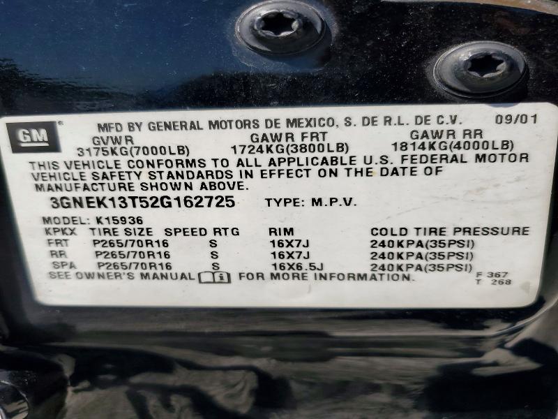 Продажа на аукционе авто 2002 Chevrolet Avalanche, vin: 3GNEK13T52G162725, номер лота: 58567866