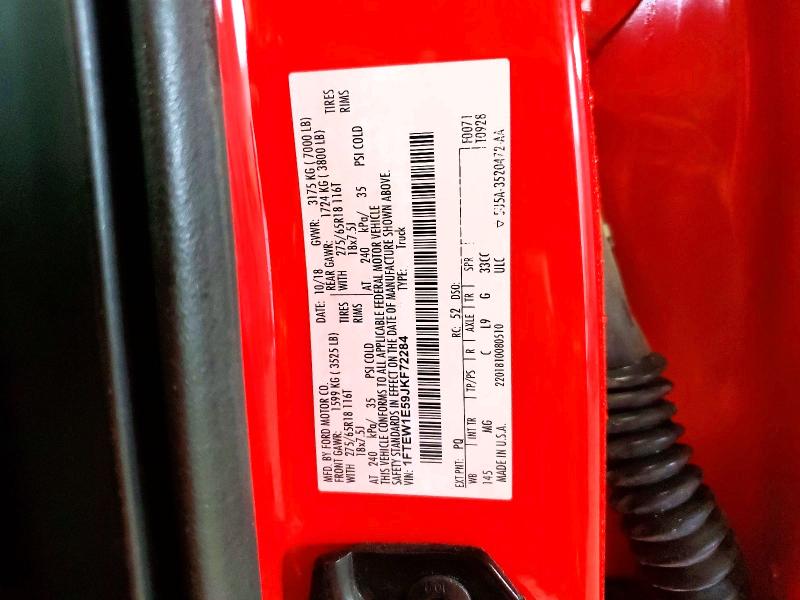 Продаж на аукціоні авто 2018 Ford F150, vin: 1FTEW1E59JKF72284, номер лоту: 56279416