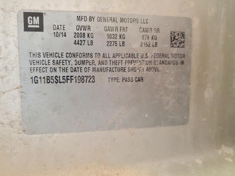 2015 Chevrolet Malibu მანქანა იყიდება აუქციონზე, vin: 1G11B5SL5FF198723, აუქციონის ნომერი: 59096496