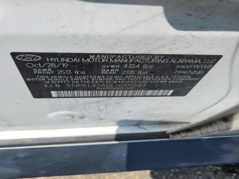 Продажа на аукционе авто 2020 Hyundai Sonata, vin: 5NPEL4JA0LH000583, номер лота: 55768366