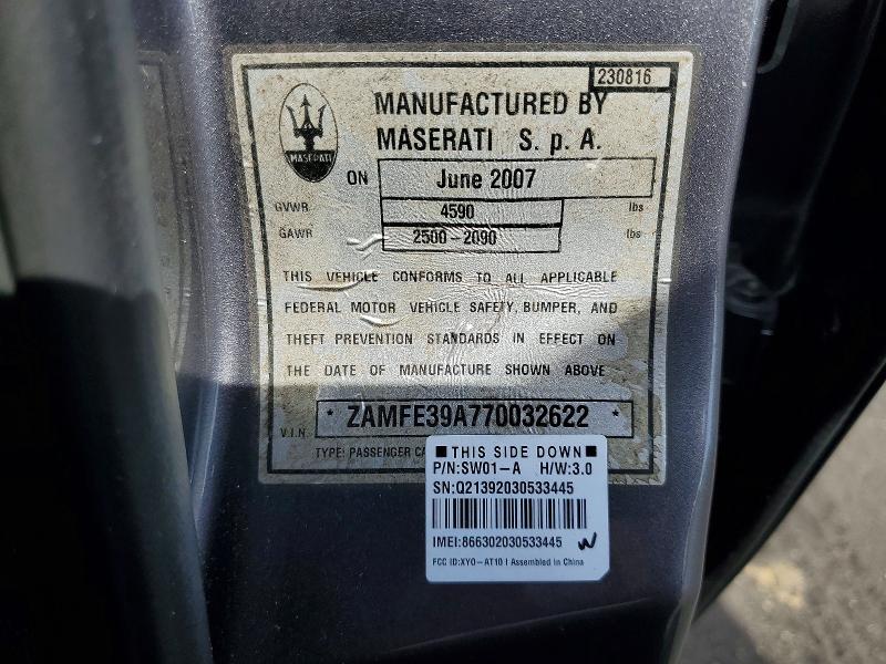 56545106 :رقم المزاد ، ZAMFE39A770032622 vin ، 2007 Maserati Quattroporte مزاد بيع